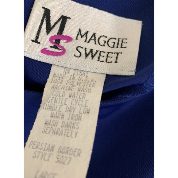 Maggie Sweet Blouse Top Size L Large Blue Short Sleeve Pocket USA - Picture 12 of 13